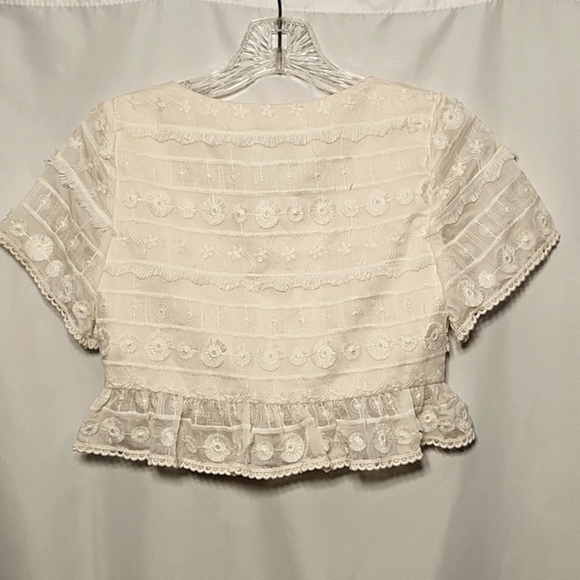 NWT PNLP Penelope Collection Spring Summer Girls Off White Lace Boho Crop Top - Picture 2 of 5